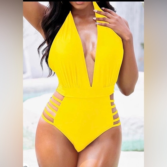 Aqua Eve Other - PLUNGE V SEXY ONE PIECE SWIMSUIT SZ L